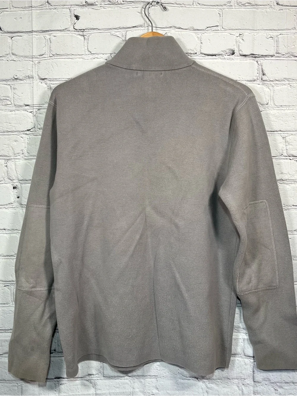 Vintage Banana Republic 1/4 Zip Knit Pullover Mens Medium Gray Elbow Patch